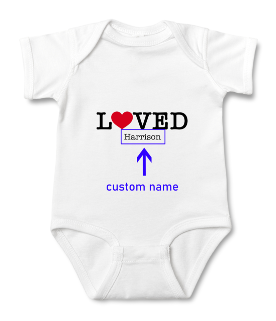 Picture of Custom Baby Clothing Personalized Baby Onesies Infant Bodysuit with Personalized Name Short-Sleeve - Loved