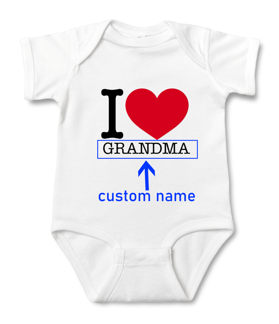 Picture of Custom Baby Clothing Personalized Baby Onesies Infant Bodysuit with Personalized Name Short-Sleeve - I Love