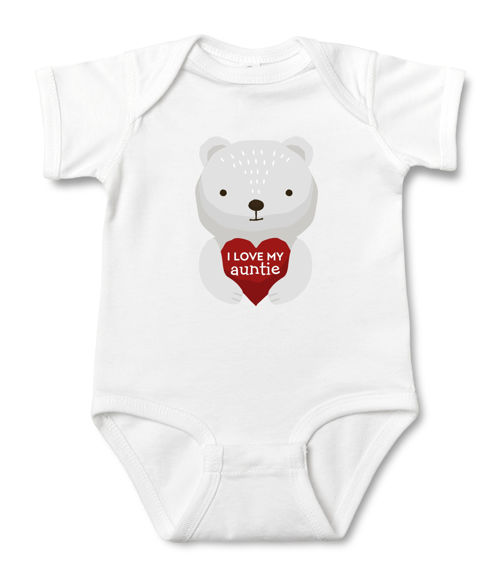 Imagen de Ropa de bebé personalizada Onesies de bebé personalizados Body infantil con nombre personalizado de manga corta - Corazón de oso