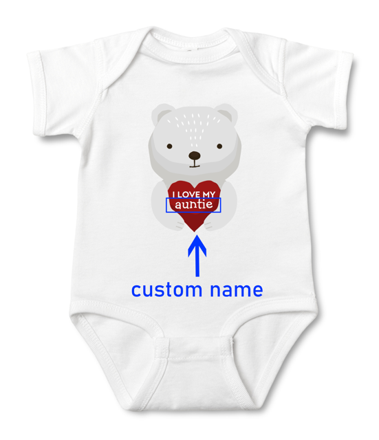 Picture of Custom Baby Clothing Personalized Baby Onesies Infant Bodysuit with Personalized Name Short-Sleeve - Bear Heart