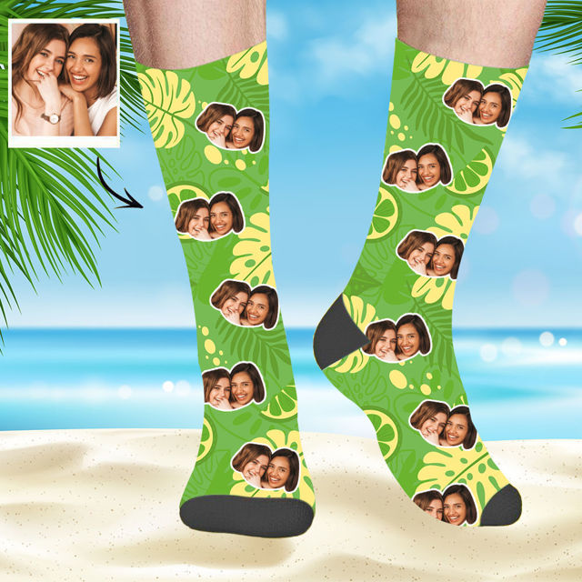 Picture of Personalized Sisters Socks Personalized Hawaiian Socks Personalized Photo Socks Summer Gifts