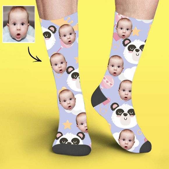 Imagen de Lindos calcetines personalizados con foto Calcetines de panda personalizados Regalos lindos