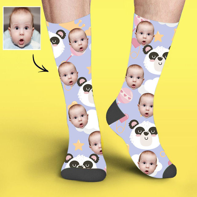 Picture of Personalized Cute Photo Socks Custom Panda Socks Cute Gifts