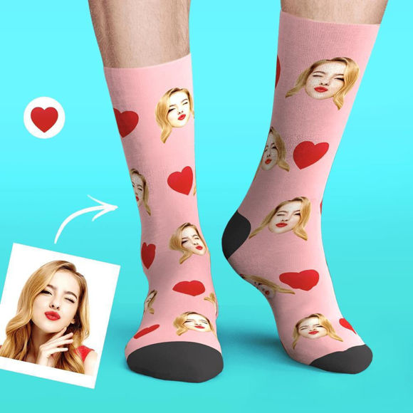 Picture of Custom Personalized Photo Emoticons Face Socks Love Heart