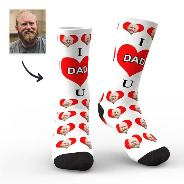 Picture of Custom Face Socks I Love Dad Colorful