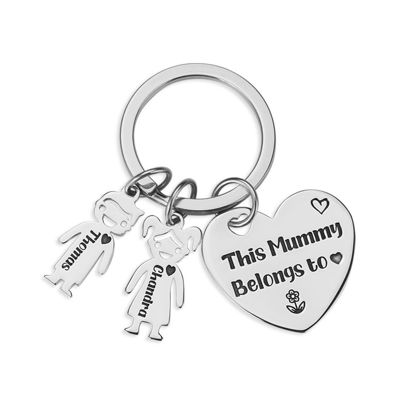 Picture of Engraved Family Name Keychain - Custom Keychain with Cute Charm