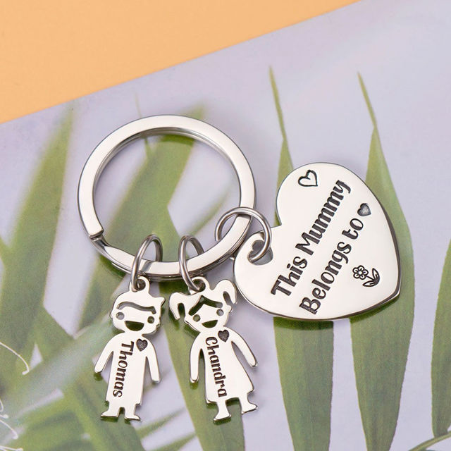 Picture of Engraved Family Name Keychain - Custom Keychain with Cute Charm