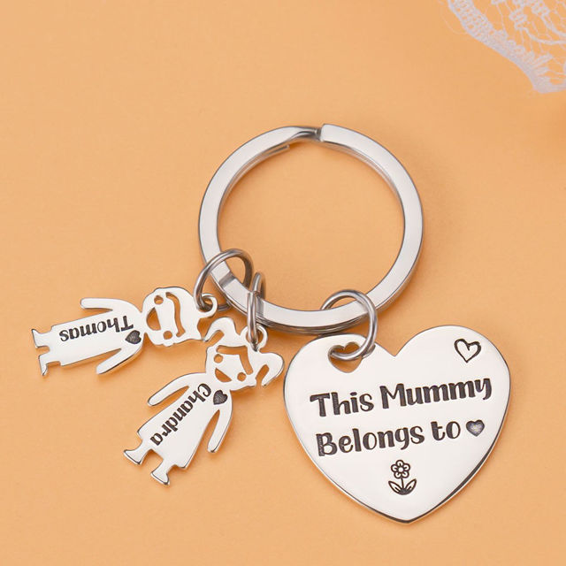 Picture of Engraved Family Name Keychain - Custom Keychain with Cute Charm