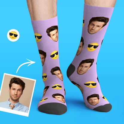Picture of Custom Personalized Photo Funny Emoticons Face Socks Sunglasses