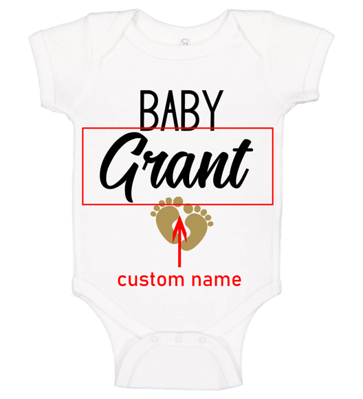 Imagen de Ropa de bebé personalizada Onesies de bebé personalizados Body infantil con nombre personalizado de manga corta - Huellas de bebé