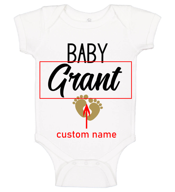 Picture of Custom Baby Clothing Personalized Baby Onesies Infant Bodysuit with Personalized Name Short-Sleeve - Baby Footprints