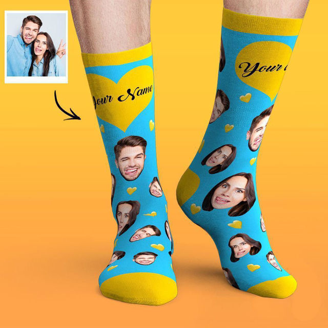 Picture of Custom Face Socks Colorful Candy Series Soft And Comfortable Heart Socks