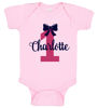 Picture of Custom Baby Clothing Personalized Baby Onesies Infant Bodysuit with Personalized Name Short-Sleeve - Bowknot