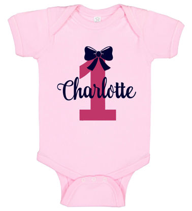 Bild von Benutzerdefinierte Babykleidung Personalisierte Baby Onesies Säuglingsbodysuit mit personalisiertem Namen Kurzarm - Bowknot