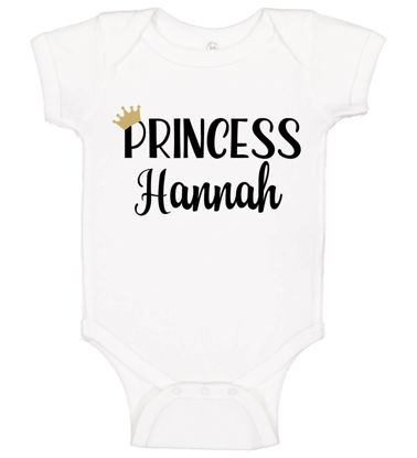 Bild von Benutzerdefinierte Babykleidung Personalisierte Baby Onesies Säuglingsbodysuit mit personalisiertem Namen Kurzarm - Prinzessin