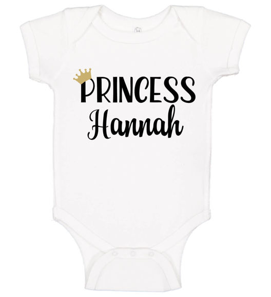 Imagen de Ropa de bebé personalizada Onesies de bebé personalizados Body infantil con nombre personalizado de manga corta - Princesa