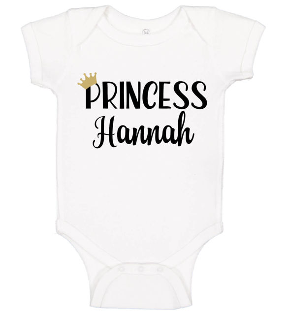 Picture of Custom Baby Clothing Personalized Baby Onesies Infant Bodysuit with Personalized Name Short-Sleeve - Princess