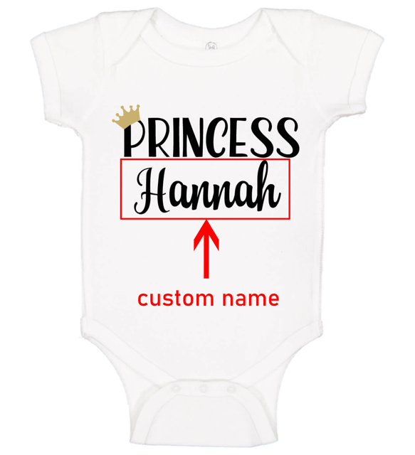 Picture of Custom Baby Clothing Personalized Baby Onesies Infant Bodysuit with Personalized Name Short-Sleeve - Princess