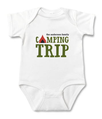 Picture of Custom Baby Clothing Personalized Baby Onesies Infant Bodysuit with Personalized Text Short-Sleeve - Champing Trip