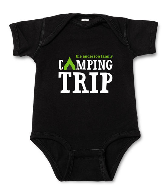 Picture of Custom Baby Clothing Personalized Baby Onesies Infant Bodysuit with Personalized Text Short-Sleeve - Champing Trip