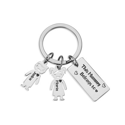 Bild von Gravierter Familiennamen-Schlüsselanhänger aus 925er Sterlingsilber – ideal für Mutter, Familie