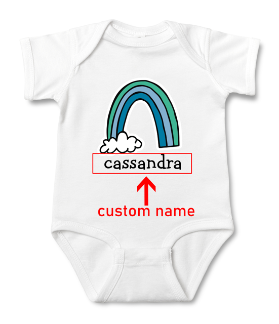 Picture of Custom Baby Clothing Personalized Baby Onesies Infant Bodysuit with Personalized Name & Color Short-Sleeve - Rainbow