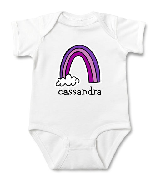 Picture of Custom Baby Clothing Personalized Baby Onesies Infant Bodysuit with Personalized Name & Color Short-Sleeve - Rainbow