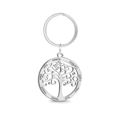 Bild von Personalisierter Stammbaum mit Namens-Schlüsselanhänger aus 925er Sterlingsilber