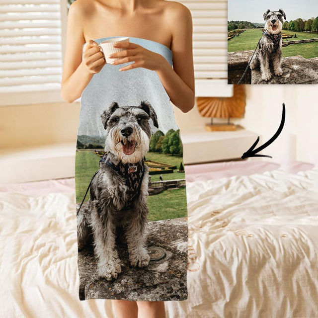 Picture of Custom Photo Bath Towels Beach Towels Ultrafine Fiber Bathroom Gifts for Pet Lovers