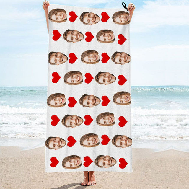 Picture of Personalized Photo Towel Custom Beach Towels Gift For Couple