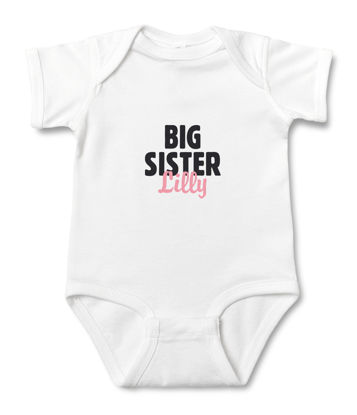 Picture of Custom Baby Clothing Personalized Baby Onesies Infant Bodysuit with Personalized Name Short-Sleeve - Sister