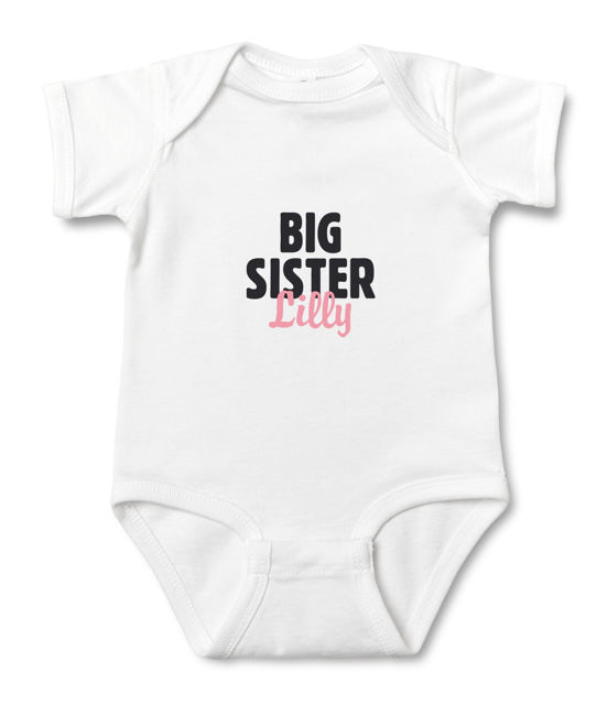 Picture of Custom Baby Clothing Personalized Baby Onesies Infant Bodysuit with Personalized Name Short-Sleeve - Sister