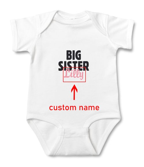 Imagen de Ropa de bebé personalizada Onesies de bebé personalizados Body infantil con nombre personalizado de manga corta - Hermana