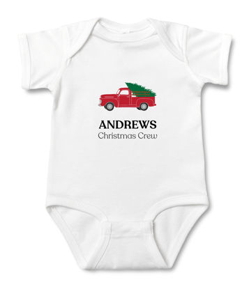 Bild von Benutzerdefinierte Babykleidung Personalisierte Baby Onesies Säuglingsbodysuit mit personalisiertem Namen Kurzarm - Weihnachtscrew