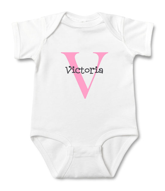 Picture of Custom Baby Clothing Personalized Baby Onesies Infant Bodysuit with Personalized Name & Color Short-Sleeve