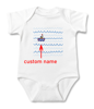 Picture of Custom Baby Clothing Personalized Baby Onesies Infant Bodysuit with Personalized Name & Color Short-Sleeve - Boat On Waves