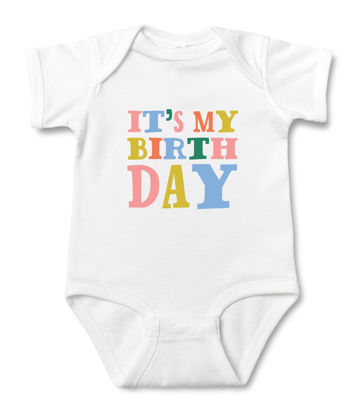 Bild von Personalisierte Babykleidung Personalisierte Baby Onesies Säuglingsbodysuit mit personalisierter Farbe Kurzarm - IT'S MY BIRTHDAY