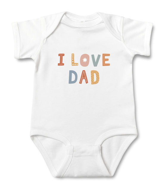 Picture of Custom Baby Clothing Personalized Baby Onesies Infant Bodysuit with Personalized Color Short-Sleeve - I LOVE DAD