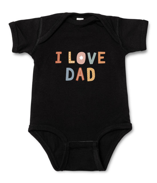 Picture of Custom Baby Clothing Personalized Baby Onesies Infant Bodysuit with Personalized Color Short-Sleeve - I LOVE DAD