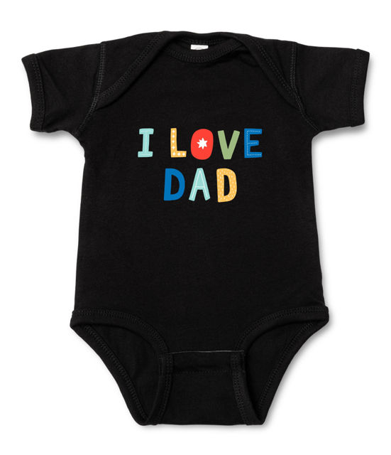 Picture of Custom Baby Clothing Personalized Baby Onesies Infant Bodysuit with Personalized Color Short-Sleeve - I LOVE DAD