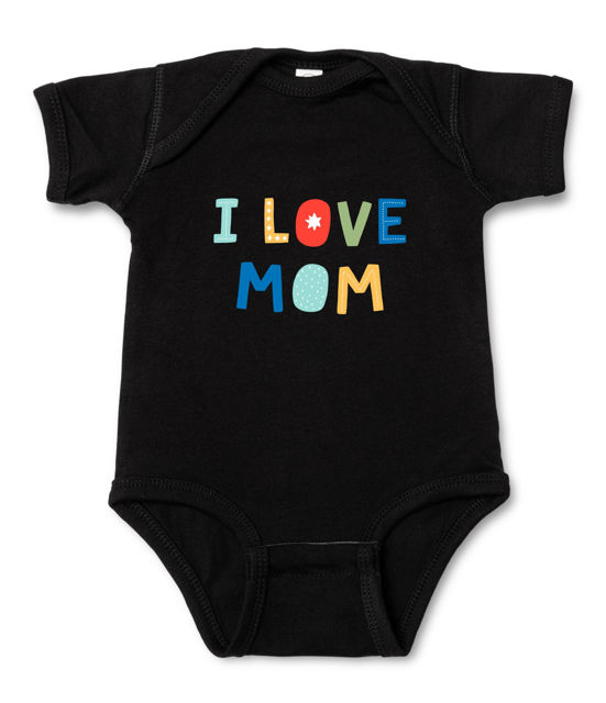 Picture of Custom Baby Clothing Personalized Baby Onesies Infant Bodysuit with Personalized Color Short-Sleeve - I LOVE MOM