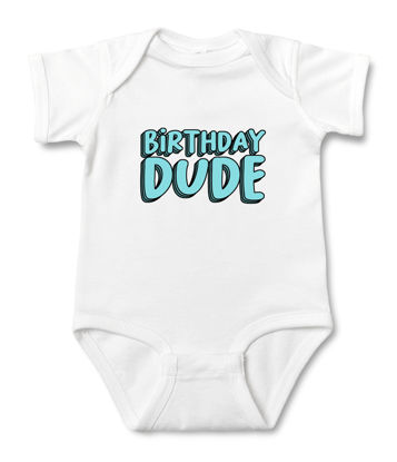 Picture of Custom Baby Clothing Personalized Baby Onesies Infant Bodysuit with Personalized Color Short-Sleeve - BIRTHDAY DUDE