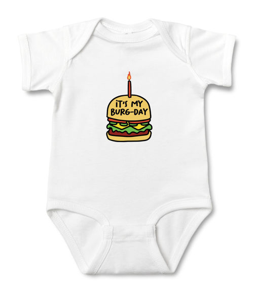 Picture of Custom Baby Clothing Personalized Baby Onesies Infant Bodysuit with Personalized Color Short-Sleeve - Hamburger