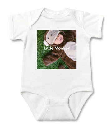 Bild von Personalisierte Babykleidung Personalisierte Baby Onesies Säuglingsbodysuit mit personalisiertem Text & Foto Kurzarm