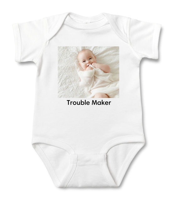 Picture of Custom Baby Clothing Personalized Baby Onesies Infant Bodysuit with Personalized Text & Photo Short-Sleeve