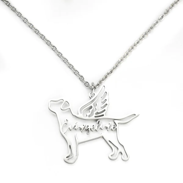 Picture of 925 Sterling Silver Personalized Name Necklace With Pet - Customize With Any Name