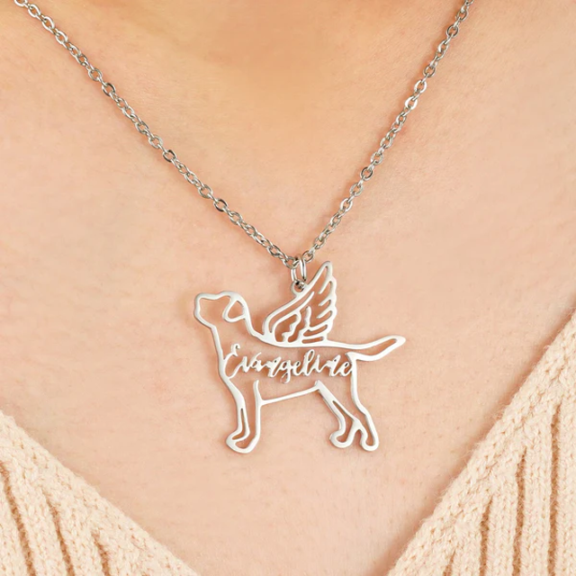 Picture of 925 Sterling Silver Personalized Name Necklace With Pet - Customize With Any Name