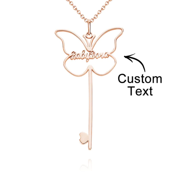 Imagen de Collar con nombre personalizado de plata de ley 925 con llave de mariposa
