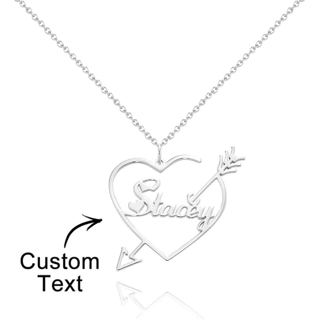 Picture of 925 Sterling Silver Personalized Name Necklace with Love Heart