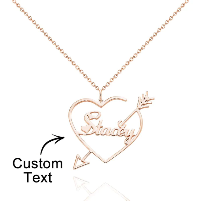 Picture of 925 Sterling Silver Personalized Name Necklace with Love Heart